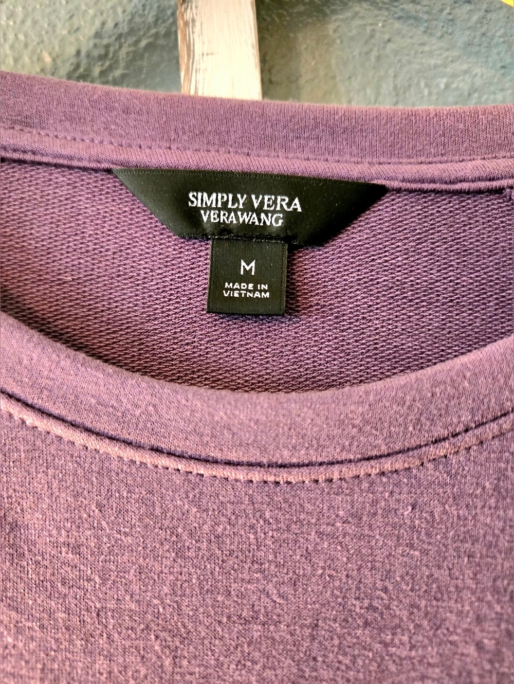 NWT Simply Vera Vera Wang Exotic Violet Peplum Tiered Sweatshirt - Medium - Picture 2 of 5